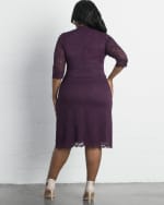Plus Size Scalloped Boudoir Lace Dress PLUM